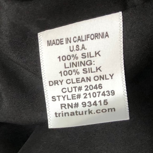 Trina Turk 100% silk one-shoulder black purple dress LBD fringe faux wrap 4 - Picture 13 of 13